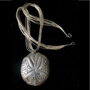 Liquid Sterling Silver Necklace with Pure Silver Sand Dollar Pendant